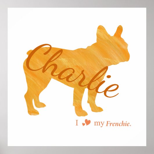 Poster Personalized French Bulldog Pastel Orange Frenchie (Devant)