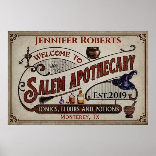 Poster Personalized Halloween Welcome To Salem Pothecary (Devant)