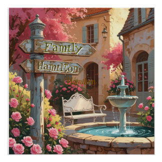 Poster Personalized Italian Villa Signpost – Rustic Wall 