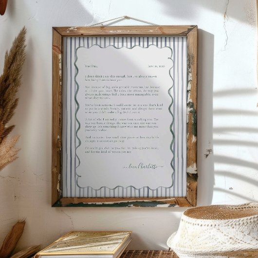 Poster Personalized Letter to Dad Keepsake Print