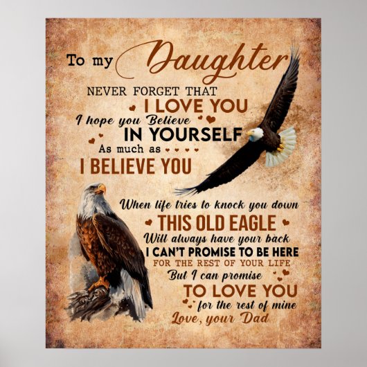 Poster Personalized Letter To My Daughter From Dad, (Devant)