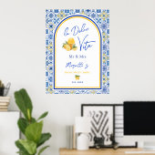 Poster Personalized Mediterranean Tile Newlywed Home (Bureau à domicile)