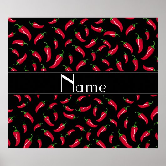Poster Personalized name black red chili pepper (Devant)