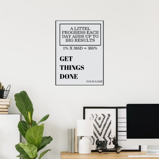 POSTER PERSONALIZED NAME MODERN MINIMAL GET THINGS DONE  (Bureau à domicile)