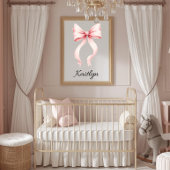 Poster Personalized Pink Coquette Bow Nursery Wall Art 