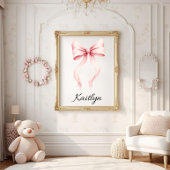 Poster Personalized Pink Coquette Bow Nursery Wall Art 