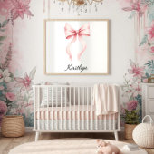 Poster Personalized Pink Coquette Bow Nursery Wall Art 