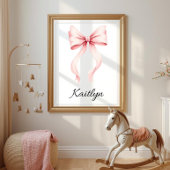 Poster Personalized Pink Coquette Bow Nursery Wall Art 