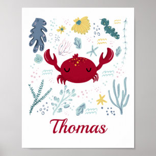 Poster Personalized Red Crab Sea Life Marine Life Ocean