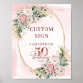 Poster Personalized Romantic Rose Gold 50th Birthday 8x10 (Devant)