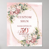 Poster Personalized Stylish Rose Gold 50th Birthday Table (Devant)