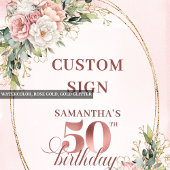 Poster Personalized Stylish Rose Gold 50th Birthday Table