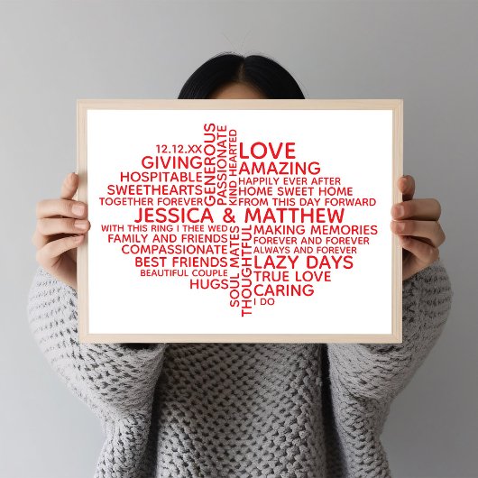 Poster Personalized Typography Word Cloud for Couples