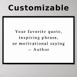 Poster Personalized  Your Funny Quote – Create Your Own<br><div class="desc">Transform your space with a touch of timeless charm. This personalized vintage quote poster lets you create your own inspiring phrase or motivational saying, beautifully printed in elegant Averia Serif typography. Designed with a subtle black border design that perfectly complements the classic vintage style, this piece adds warmth and character...</div>
