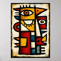 Personnage Cubiste Primitif 2 Art Abstrait Gras