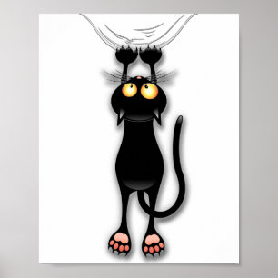 Poster Personnage de chat drôle qui gratte le tissu