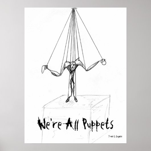 Poster Personnage de dessin animé marionnette à fils (Devant)