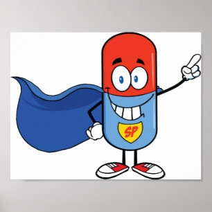 Poster Personnage de héros de dessin animé Super Pill