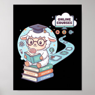Poster Personnage de mouton mignon Cours en ligne d'appre