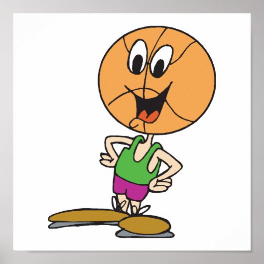 Poster personnage drôle de basket-ball (Devant)