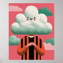 Personnage Tête de Nuage Art Surréaliste Fantaisis