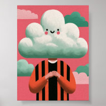Personnage Tête de Nuage Art Surréaliste Fantaisis