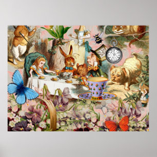 Poster Personnages de la fête du thé Alice in Wonderland