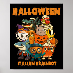 Poster Personnages Italiens Brainrot Thèmes Halloween Cos