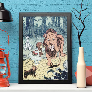 Poster Personnages vintage du Magicien d'Oz, Route de bri