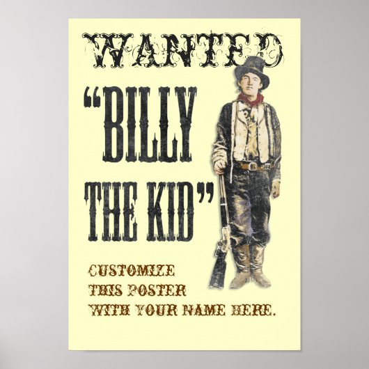 Poster Personnalisable Billy the Kid (Devant)