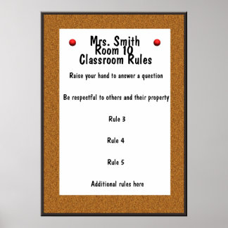 Poster PERSONNALISABLE - Bulletin Board Classroom Rules