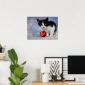 Poster personnalisable en chat Kitty noir et blanc (Bureau à domicile)