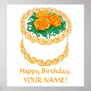 Poster Personnalisable Happy Birthday Cake Print