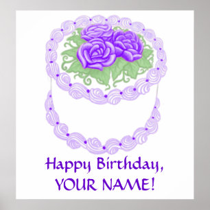 Poster Personnalisable Happy Birthday Cake Print