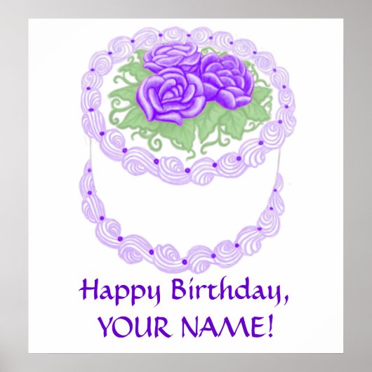 Poster Personnalisable Happy Birthday Cake Print (Devant)