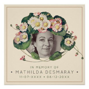Poster Personnalisable Mémorial Art Nouveau Daisies Rusti
