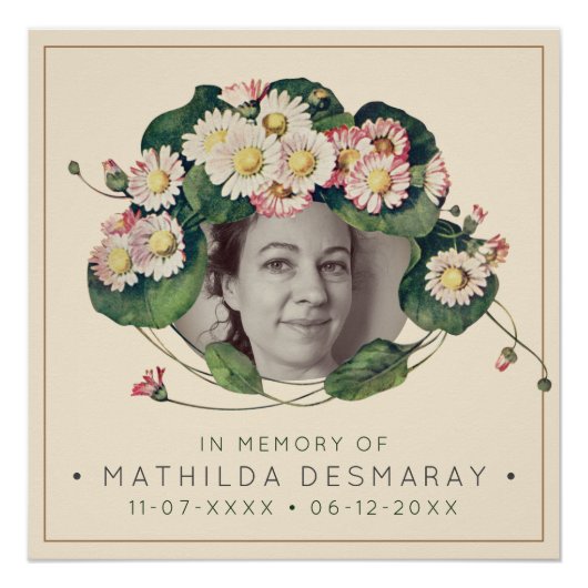 Poster Personnalisable Mémorial Art Nouveau Daisies Rusti (Devant)