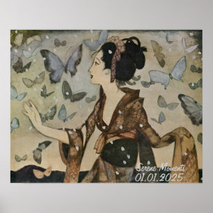 Poster Personnalisation Vintage esthétique Japon Kimono W