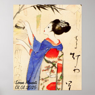 Poster Personnalisation Vintage esthétique Japon Kimono W