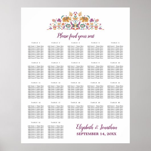 Poster Personnalisé 22 Table indienne Fleur mariage éléph (Devant)