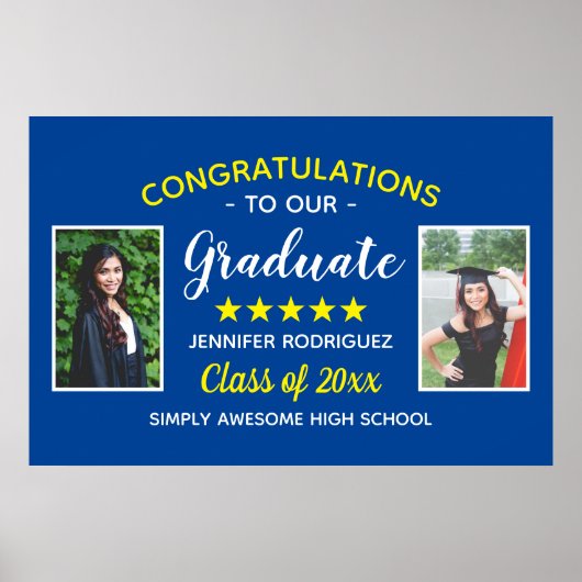 Poster Personnalisé 2 Photo Graduation Félicitations Dipl (Devant)
