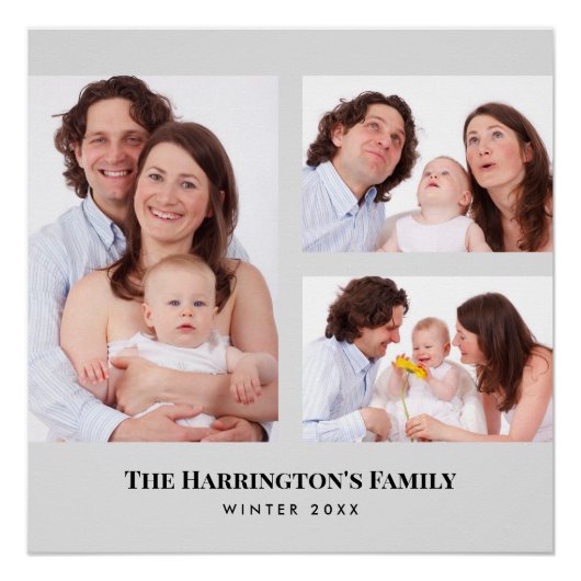 Poster Personnalisé 3 sections Photos de famille Collage  (Devant)