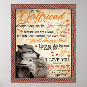 Poster Personnalisé À Ma Petite Amie Blanket Wolf