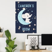 Poster personnalisé Baby Elephant Fishing 4 Etoile (Bureau à domicile)