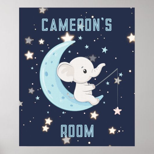 Poster personnalisé Baby Elephant Fishing 4 Etoile (Devant)
