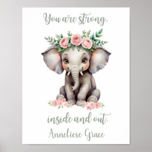 Poster Personnalisé Baby Girl Safari Nursery Elephant mig