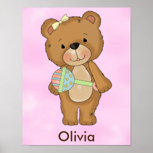Poster personnalisé Baby Girl Teddy Bear