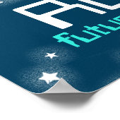 Poster personnalisé bleu rouge de l'espace de roqu (Coin)