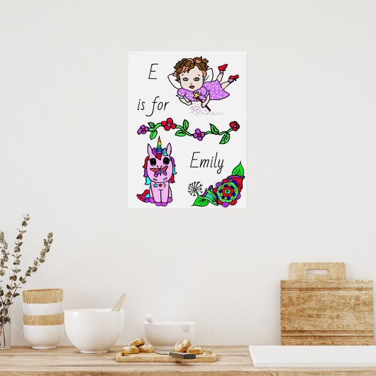 Poster Personnalisé cette jolie fée violette et licorne (Cuisine)