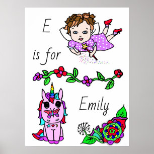 Poster Personnalisé cette jolie fée violette et licorne